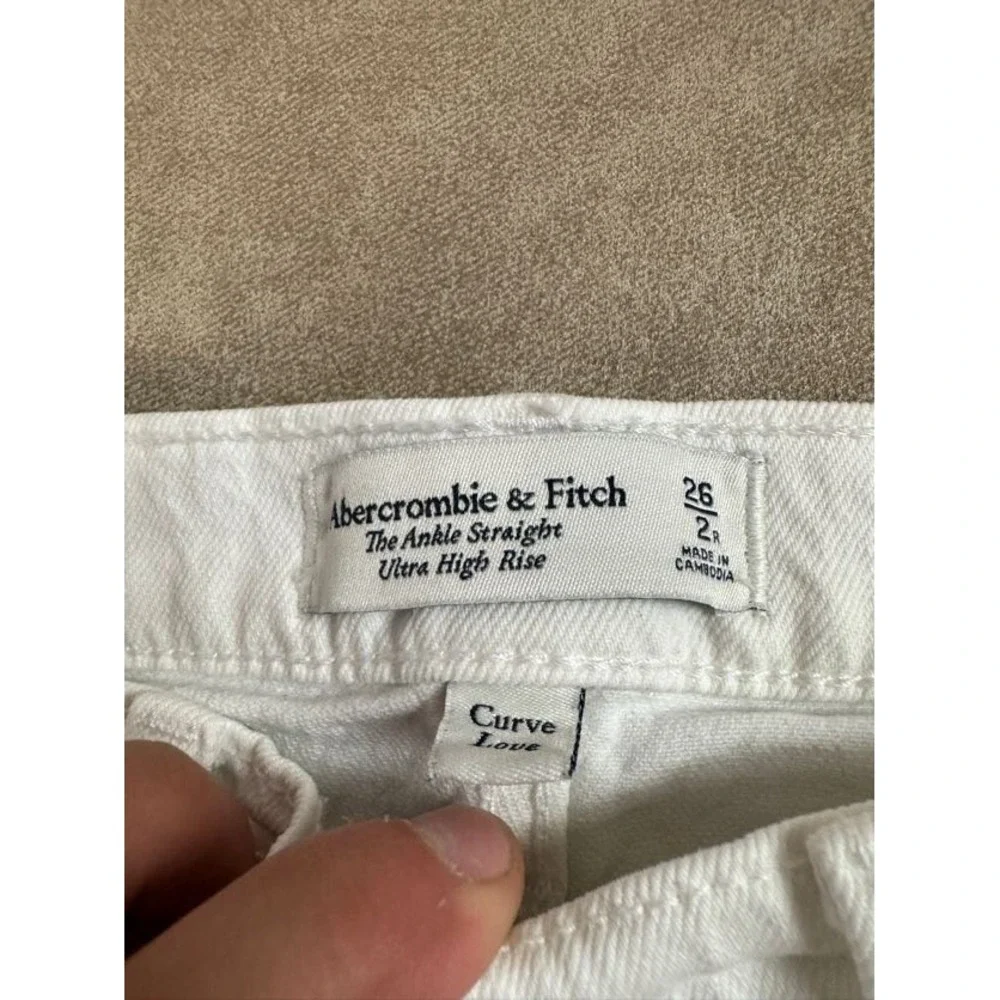 Abercrombie & Fitch Womens The Ankle Straight Ultra High Rise White Jeans 26/2 R